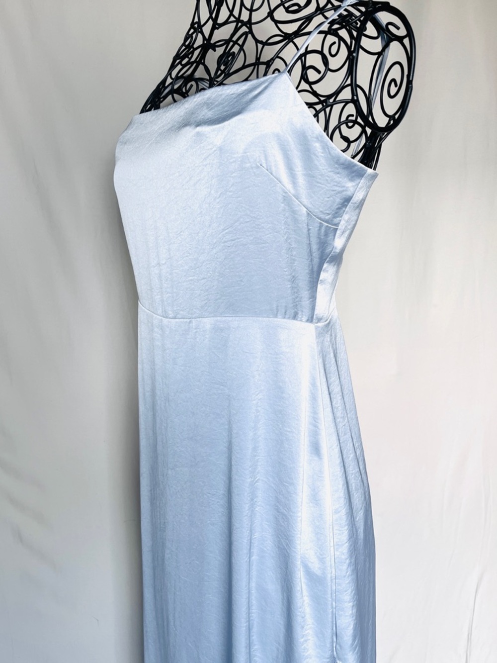Aritzia Wilfred Satin Midi Dress Ice Blue Size 12 Grad Wedding Guest Slip